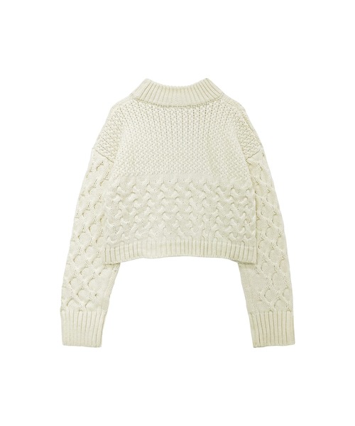 ADIRA(アディラ)の「ケーブルショートハイネックニット(ニット/セーター・レディース・アイボリー/ピンクベージュ/グリーン・MEDIUM)」の7枚目の写真