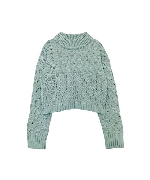 ADIRA(アディラ)の「ケーブルショートハイネックニット(ニット/セーター・レディース・アイボリー/ピンクベージュ/グリーン・MEDIUM)」の5枚目の写真