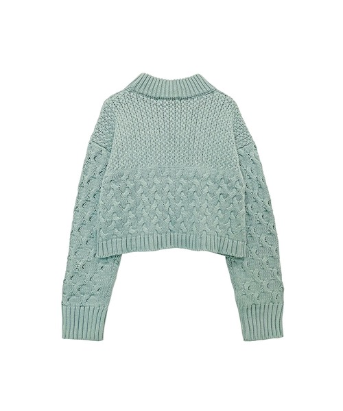 ADIRA(アディラ)の「ケーブルショートハイネックニット(ニット/セーター・レディース・アイボリー/ピンクベージュ/グリーン・MEDIUM)」の18枚目の写真