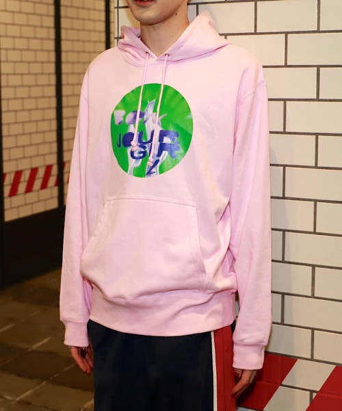 Bonjour Girl（ボンジュールガール）の「【Bonjour Girl/ボンジュールガール】とんだ林蘭 × Bonjour Girl スウェットフーディー（パーカー・レディース・カーキ/ピンク・S/M）」の6枚目の写真
