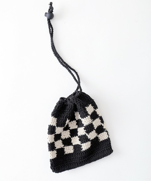 JOURNAL STANDARD relume（ジャーナルスタンダード　レリューム）の「CALIFORNIA クロシェニットポーチ（ボディバッグ/ウエストポーチ・メンズ・ホワイト/ブラック/イエロー/ブラック系その他・FREE）」の4枚目の写真