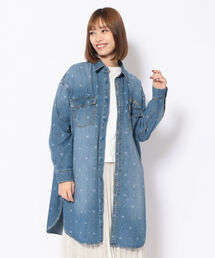 AVIREX | 【Women's】WHOLE PATTERN TUNIC DENIM SHIRT/ 総柄チュニックデニムシャツ(シャツ/ブラウス)