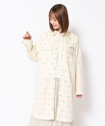 AVIREX | 【Women's】WHOLE PATTERN TUNIC DENIM SHIRT/ 総柄チュニックデニムシャツ(シャツ/ブラウス)