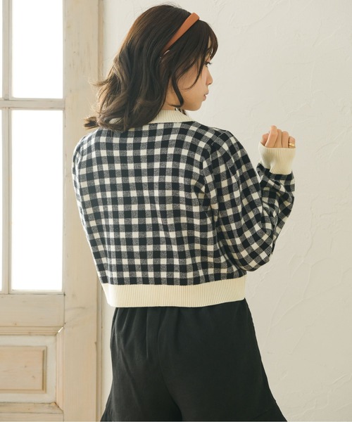 ems excite（エムズエキサイト）の「チェックショートカーデ（カーディガン/ボレロ・レディース・ブラック/オレンジ/グリーン・FREE）」の9枚目の写真