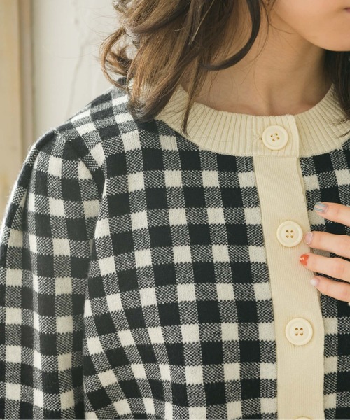 ems excite（エムズエキサイト）の「チェックショートカーデ（カーディガン/ボレロ・レディース・ブラック/オレンジ/グリーン・FREE）」の11枚目の写真