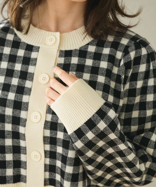 ems excite（エムズエキサイト）の「チェックショートカーデ（カーディガン/ボレロ・レディース・ブラック/オレンジ/グリーン・FREE）」の12枚目の写真