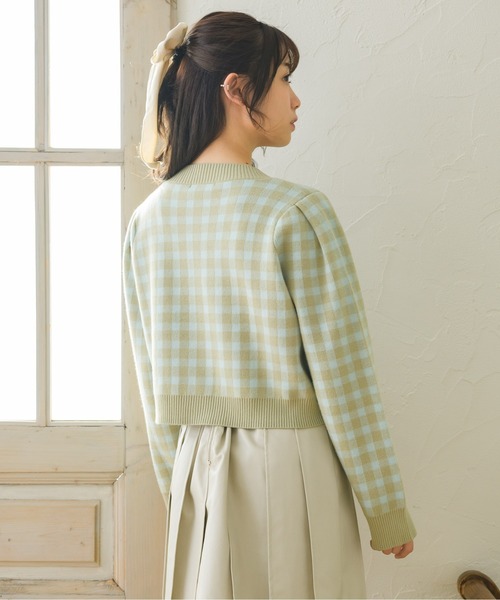 ems excite（エムズエキサイト）の「チェックショートカーデ（カーディガン/ボレロ・レディース・ブラック/オレンジ/グリーン・FREE）」の19枚目の写真