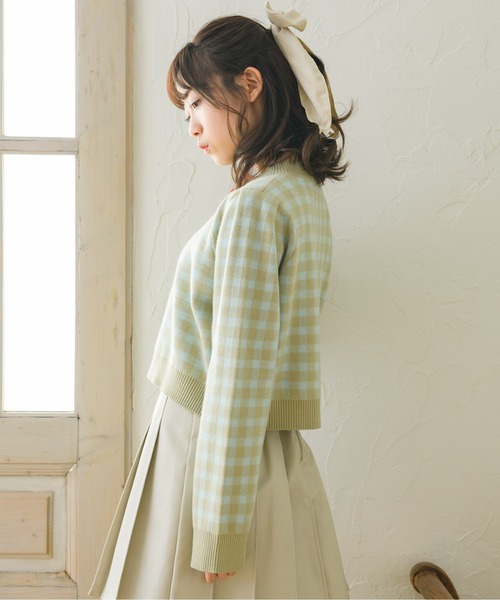 ems excite（エムズエキサイト）の「チェックショートカーデ（カーディガン/ボレロ・レディース・ブラック/オレンジ/グリーン・FREE）」の20枚目の写真