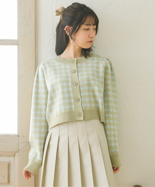 ems excite（エムズエキサイト）の「チェックショートカーデ（カーディガン/ボレロ・レディース・ブラック/オレンジ/グリーン・FREE）」の21枚目の写真