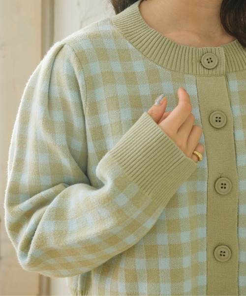 ems excite（エムズエキサイト）の「チェックショートカーデ（カーディガン/ボレロ・レディース・ブラック/オレンジ/グリーン・FREE）」の22枚目の写真