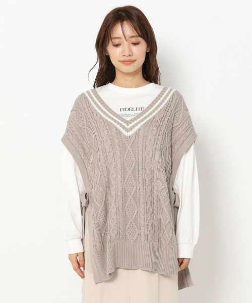 mysty woman（ミスティウーマン）の「チルデンケーブルベスト 269887（ベスト・レディース・ブラック/オフホワイト/ライトベージュ・FREE）」の17枚目の写真