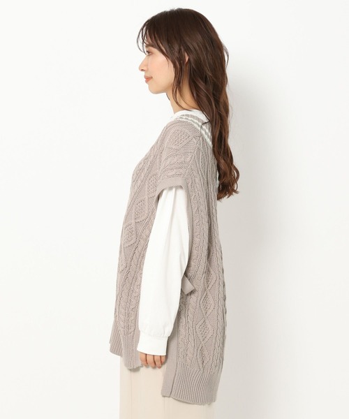 mysty woman（ミスティウーマン）の「チルデンケーブルベスト 269887（ベスト・レディース・ブラック/オフホワイト/ライトベージュ・FREE）」の18枚目の写真