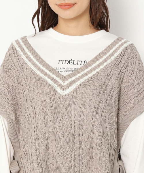 mysty woman（ミスティウーマン）の「チルデンケーブルベスト 269887（ベスト・レディース・ブラック/オフホワイト/ライトベージュ・FREE）」の4枚目の写真