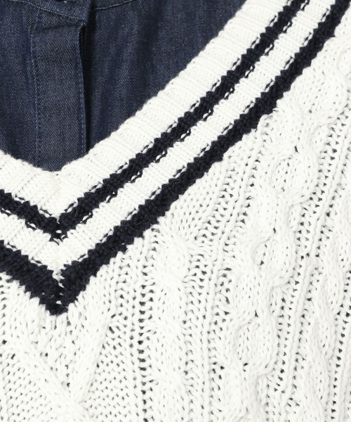 mysty woman（ミスティウーマン）の「チルデンケーブルベスト 269887（ベスト・レディース・ブラック/オフホワイト/ライトベージュ・FREE）」の9枚目の写真