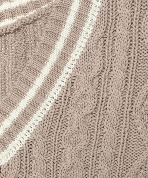 mysty woman（ミスティウーマン）の「チルデンケーブルベスト 269887（ベスト・レディース・ブラック/オフホワイト/ライトベージュ・FREE）」の11枚目の写真