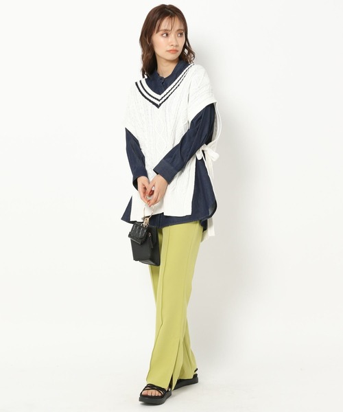 mysty woman（ミスティウーマン）の「チルデンケーブルベスト 269887（ベスト・レディース・ブラック/オフホワイト/ライトベージュ・FREE）」の12枚目の写真