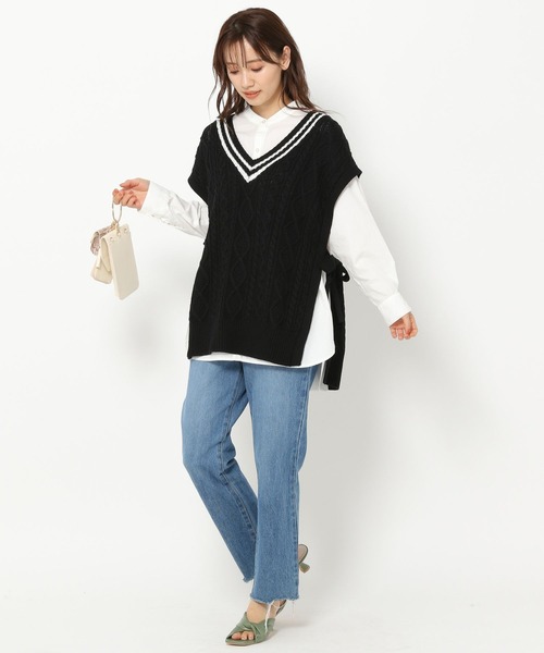 mysty woman（ミスティウーマン）の「チルデンケーブルベスト 269887（ベスト・レディース・ブラック/オフホワイト/ライトベージュ・FREE）」の13枚目の写真