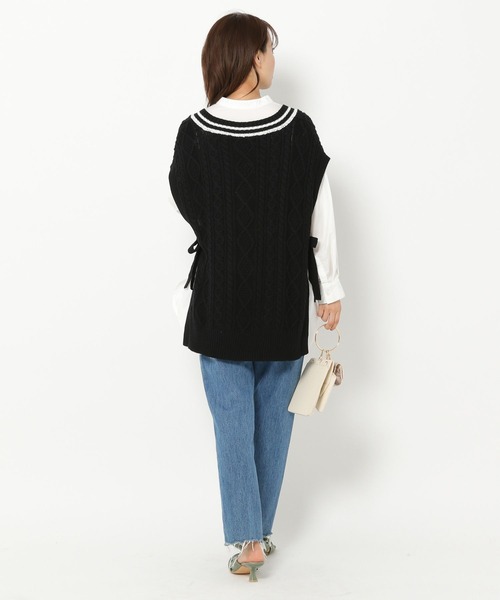 mysty woman（ミスティウーマン）の「チルデンケーブルベスト 269887（ベスト・レディース・ブラック/オフホワイト/ライトベージュ・FREE）」の14枚目の写真