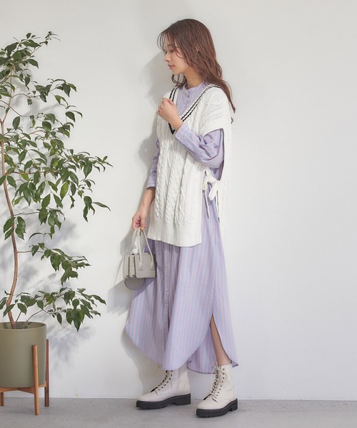 mysty woman（ミスティウーマン）の「チルデンケーブルベスト 269887（ベスト・レディース・ブラック/オフホワイト/ライトベージュ・FREE）」の22枚目の写真