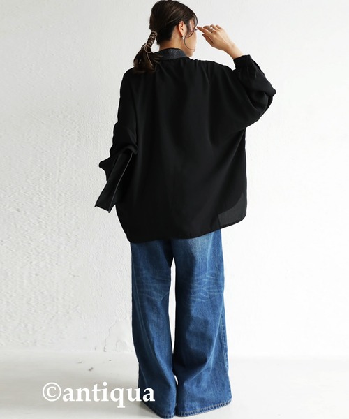 antiqua(アンティカ)の「レース襟シャツ(シャツ/ブラウス・レディース・ブラック/オフホワイト・FREE)」の16枚目の写真