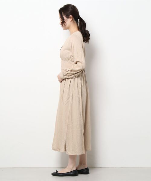 mysty woman（ミスティウーマン）の「ステッチパフワンピース 267035（ワンピース・レディース・ベージュ/ネイビー/グレー・FREE）」の5枚目の写真