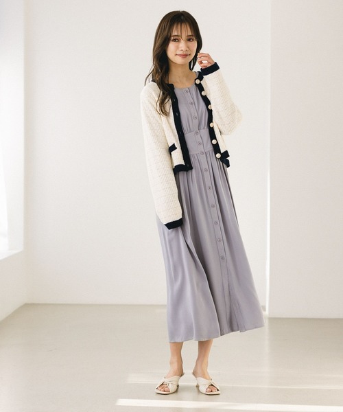 mysty woman（ミスティウーマン）の「ステッチパフワンピース 267035（ワンピース・レディース・ベージュ/ネイビー/グレー・FREE）」の6枚目の写真