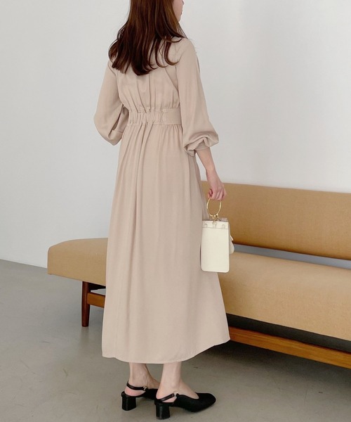 mysty woman（ミスティウーマン）の「ステッチパフワンピース 267035（ワンピース・レディース・ベージュ/ネイビー/グレー・FREE）」の8枚目の写真