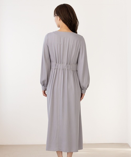mysty woman（ミスティウーマン）の「ステッチパフワンピース 267035（ワンピース・レディース・ベージュ/ネイビー/グレー・FREE）」の12枚目の写真