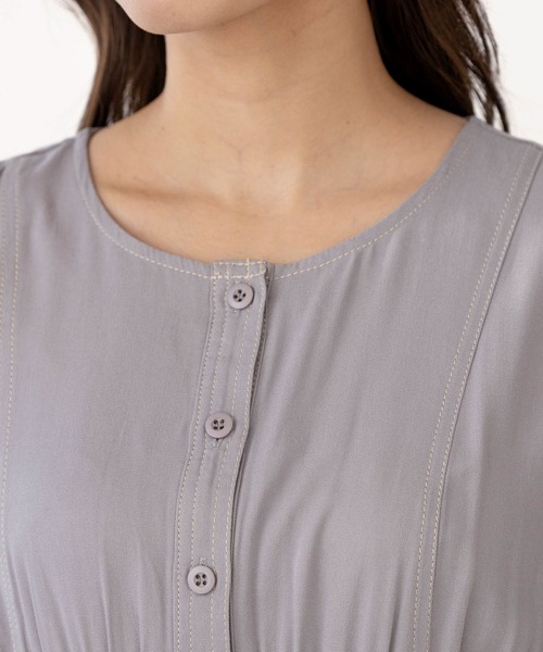 mysty woman（ミスティウーマン）の「ステッチパフワンピース 267035（ワンピース・レディース・ベージュ/ネイビー/グレー・FREE）」の16枚目の写真