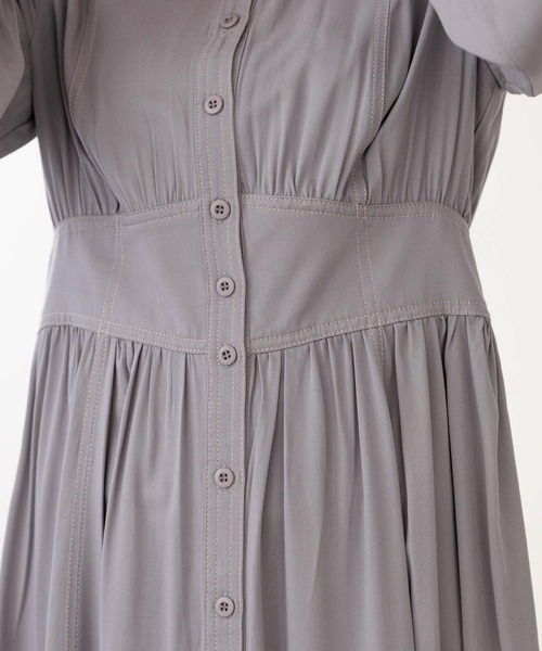 mysty woman（ミスティウーマン）の「ステッチパフワンピース 267035（ワンピース・レディース・ベージュ/ネイビー/グレー・FREE）」の18枚目の写真