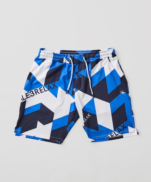 1piu1uguale3 RELAX（ウノピュウノウグァーレトレリラックス）の「【1PIU1UGUALE3 RELAX】GEOMETRIC RASH GUARD SHORTS / ラッシュガードショーツ（ラッシュガード・メンズ・ブラック系1/サックスブルー系・MEDIUM/X-LARGE/LARGE）」の10枚目の写真