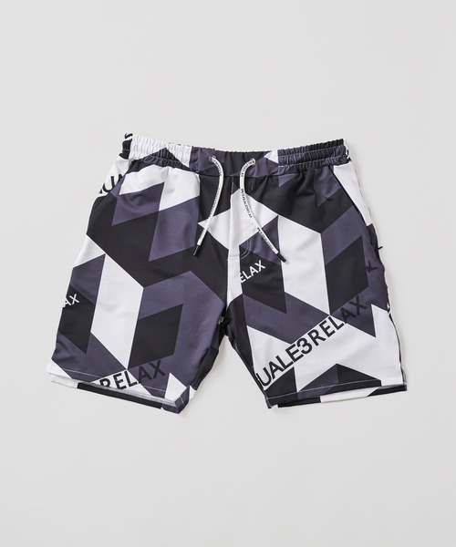 1piu1uguale3 RELAX（ウノピュウノウグァーレトレリラックス）の「【1PIU1UGUALE3 RELAX】GEOMETRIC RASH GUARD SHORTS / ラッシュガードショーツ（ラッシュガード・メンズ・ブラック系1/サックスブルー系・MEDIUM/X-LARGE/LARGE）」の4枚目の写真