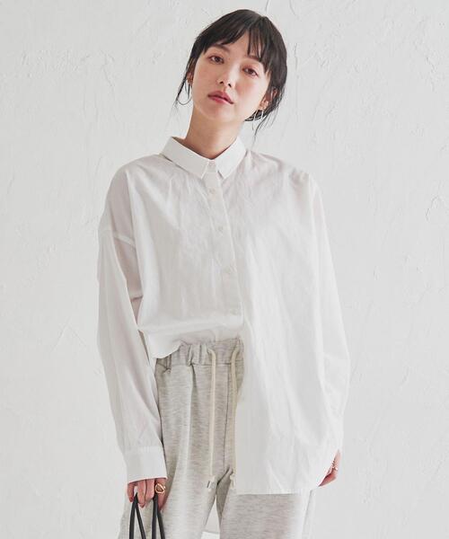 coen（コーエン）の「フレンチリネンMIXレギュラーシャツ（シャツ/ブラウス・レディース・その他1/その他3/ライトグレー/オフホワイト・LARGE/MEDIUM）」の13枚目の写真