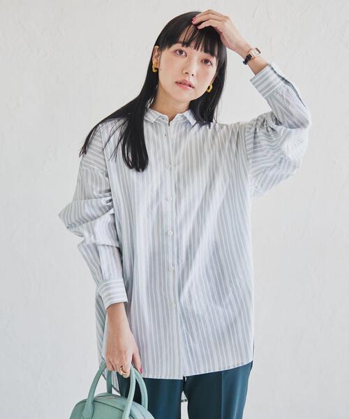 coen（コーエン）の「フレンチリネンMIXレギュラーシャツ（シャツ/ブラウス・レディース・その他1/その他3/ライトグレー/オフホワイト・LARGE/MEDIUM）」の16枚目の写真