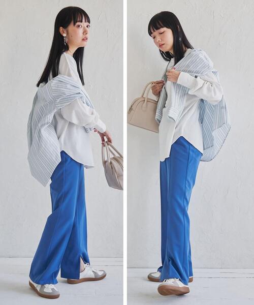 coen（コーエン）の「フレンチリネンMIXレギュラーシャツ（シャツ/ブラウス・レディース・その他1/その他3/ライトグレー/オフホワイト・LARGE/MEDIUM）」の8枚目の写真