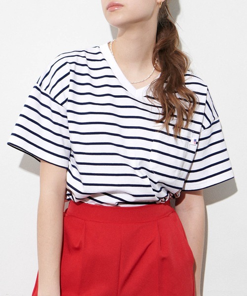 anown(アノン)の「Vネック半袖アソートTシャツ(Tシャツ/カットソー・レディース・ブラック/アイボリー/スモークピンク/ベージュ系/ネイビー系・FREE)」の2枚目の写真