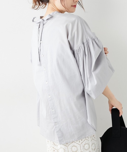 PUAL CE CIN（ピュアルセシン）の「シアー袖ボリュームブラウス（シャツ/ブラウス・レディース・ホワイト/ブラック/グレー・FREE）」の3枚目の写真