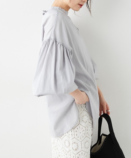 PUAL CE CIN（ピュアルセシン）の「シアー袖ボリュームブラウス（シャツ/ブラウス・レディース・ホワイト/ブラック/グレー・FREE）」の14枚目の写真
