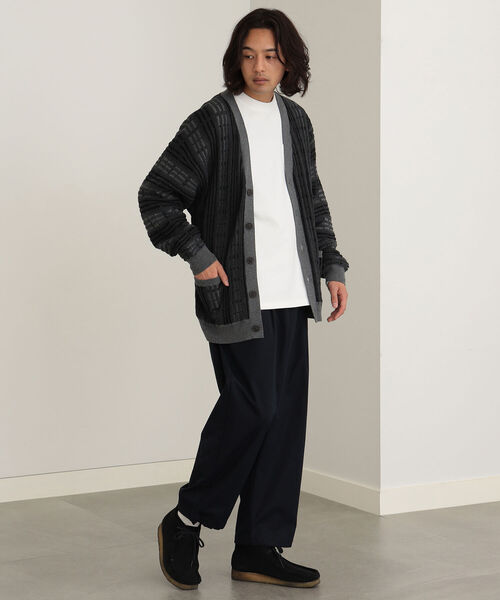 BEAMS HEART（ビームスハート）の「BEAMS HEART / レトロ ジャガード ビッグ カーディガン（カーディガン/ボレロ・メンズ・ブルー系その他/ブラック・MEDIUM/LARGE/SMALL）」の4枚目の写真