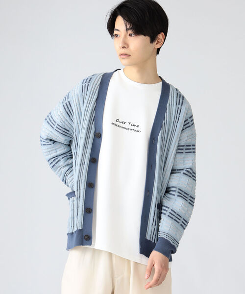 BEAMS HEART（ビームスハート）の「BEAMS HEART / レトロ ジャガード ビッグ カーディガン（カーディガン/ボレロ・メンズ・ブルー系その他/ブラック・MEDIUM/LARGE/SMALL）」の18枚目の写真