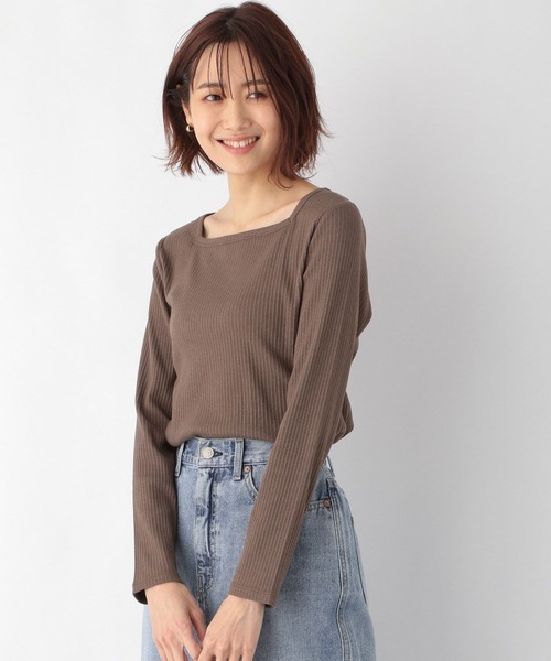 GLOBAL WORK(グローバルワーク)の「Beauteeスクエアプルオーバー長袖/259456(Tシャツ/カットソー・レディース・ブラック/オフホワイト/キャメル・MEDIUM/LARGE)」の3枚目の写真