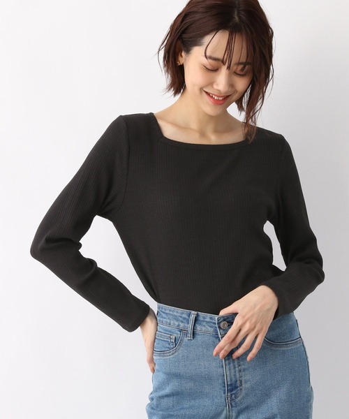 GLOBAL WORK(グローバルワーク)の「Beauteeスクエアプルオーバー長袖/259456(Tシャツ/カットソー・レディース・ブラック/オフホワイト/キャメル・MEDIUM/LARGE)」の1枚目の写真