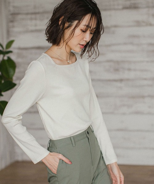 GLOBAL WORK(グローバルワーク)の「Beauteeスクエアプルオーバー長袖/259456(Tシャツ/カットソー・レディース・ブラック/オフホワイト/キャメル・MEDIUM/LARGE)」の6枚目の写真