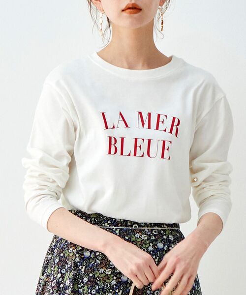 le.coeur blanc（ルクールブラン）の「LE MER ロゴプリントロングTシャツ（Tシャツ/カットソー・レディース・オフホワイト/ブラック系その他・38）」の2枚目の写真