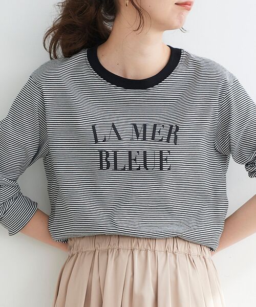 le.coeur blanc（ルクールブラン）の「LE MER ロゴプリントロングTシャツ（Tシャツ/カットソー・レディース・オフホワイト/ブラック系その他・38）」の4枚目の写真