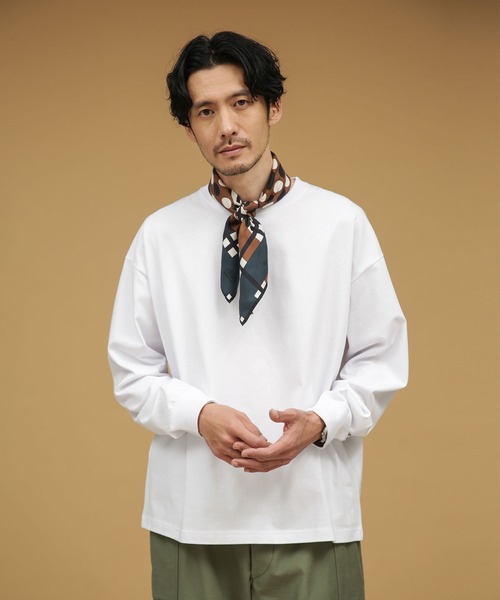 NANO universe（ナノユニバース）の「LB.03/オーバーダイロングスリーブ（Tシャツ/カットソー・メンズ・ブルー/ホワイト/カーキ・S/L/M）」の2枚目の写真