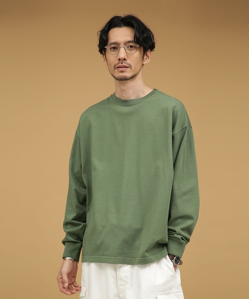 NANO universe（ナノユニバース）の「LB.03/オーバーダイロングスリーブ（Tシャツ/カットソー・メンズ・ブルー/ホワイト/カーキ・S/L/M）」の3枚目の写真