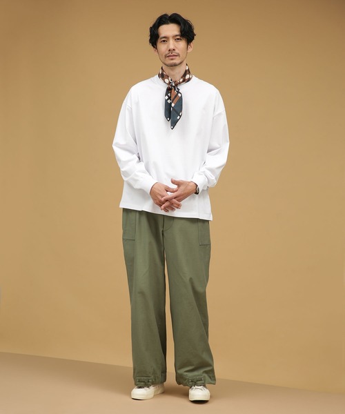 NANO universe（ナノユニバース）の「LB.03/オーバーダイロングスリーブ（Tシャツ/カットソー・メンズ・ブルー/ホワイト/カーキ・S/L/M）」の14枚目の写真