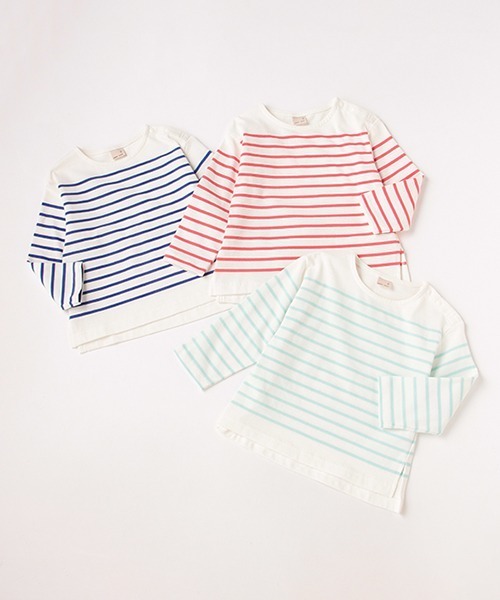 petit main（プティマイン）の「【リンク】パネルボーダーTシャツ（Tシャツ/カットソー・キッズ・レッド/ブルー/エメラルド・80ｃｍ/90cm/110cm/120cm/130cm/100cm）」の9枚目の写真