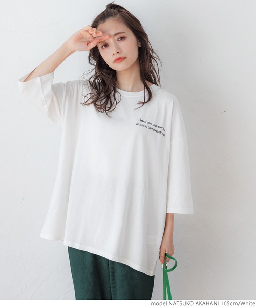 coca（coca）（コカ）の「バックプリントビッグTEE（Tシャツ/カットソー・レディース・ホワイト/ブラック・ONE SIZE）」の11枚目の写真